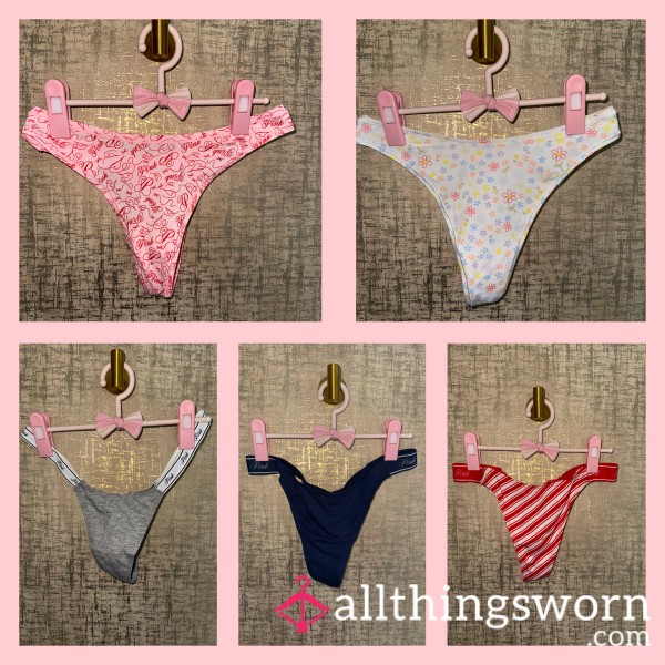 New PINK Victoria Secret Thongs For Sale! 24 Hour Wear More Days & Ad Ons Are Available🤭😍 💦