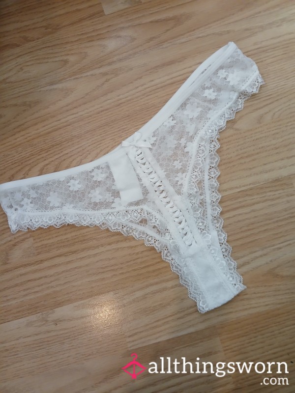 New, Ready For Custom Order, White Lace Thong