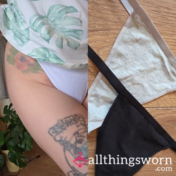 New White, Grey, Black Panties (G-STRING) Cotton, Natural Fibre