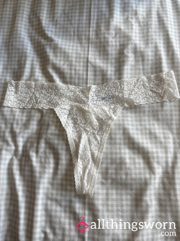 New White Lace Thong