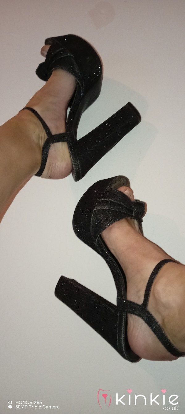 Next Black Sparkly Heels, S**y, Size 7