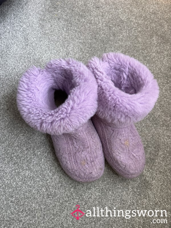 ‘Next Size M’ Fluffy Well Worn Slippers, Strong Scent Inside