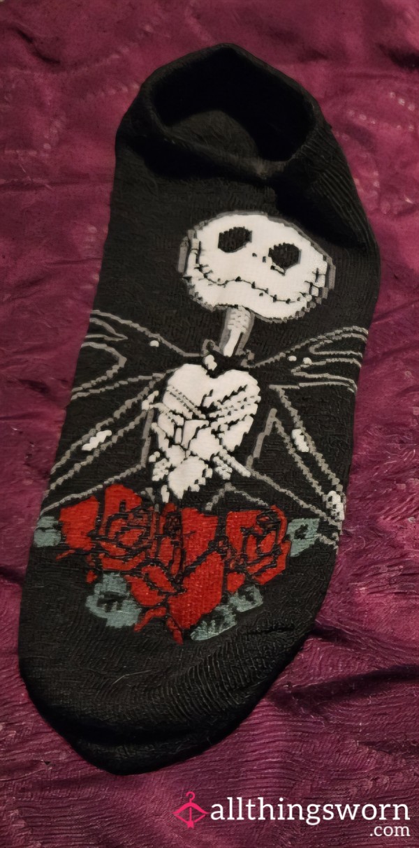 Nightmare Before Christmas Ankle Sock - Jack Skellington With Roses