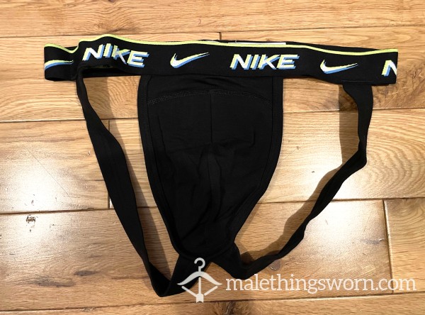 Nike Dri-Fit Black Jockstrap With Neon Yellow Logo (L) Ready To Be Customised For You!