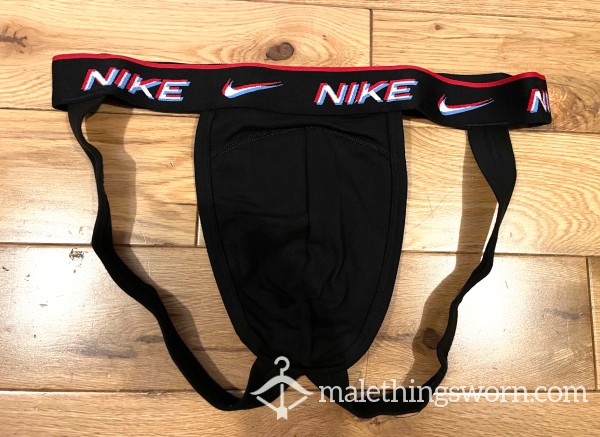 Nike Dri-Fit Black Jockstrap With Red Logo (L) Ready To Be Customised For You!