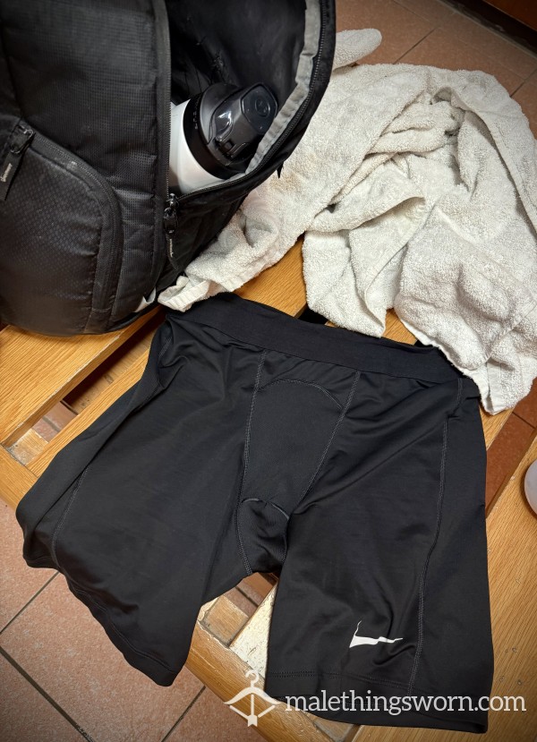 NIKE DRI-FIT UNDER LAYER ‘TIGHT FITTING’  SHORTS COPS GYM BLACK WELL WORN GYM USED SWEATY 🥵 MUSKY & SKUNKED 💪🏽🥵👍🏽💧💧👅 📦 🤪✅