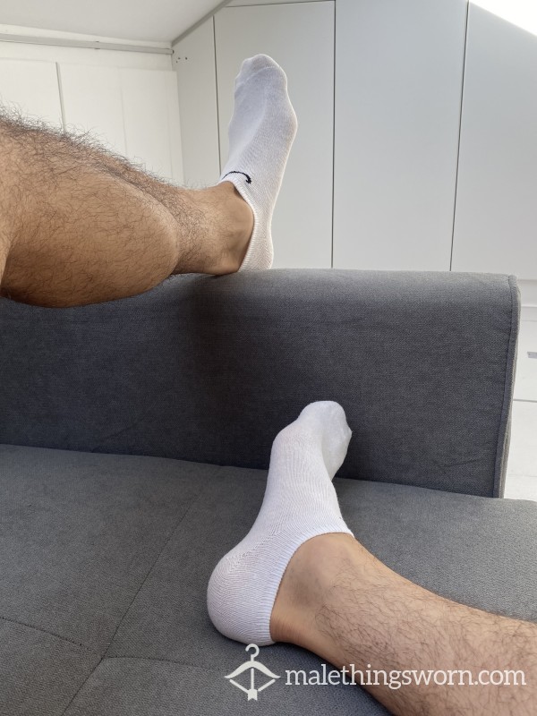 Nike Trainer / Ankle Socks – White - Size Lg - Customisable
