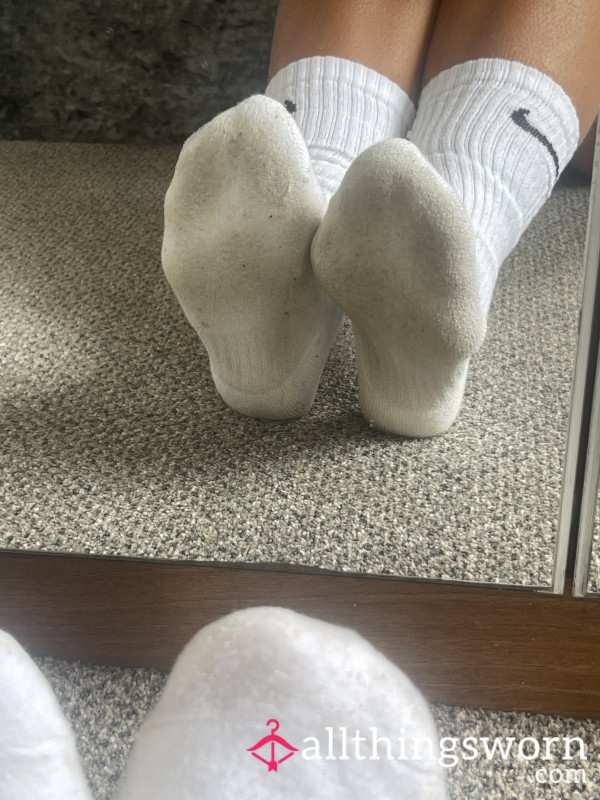 Nike White Dirty Socks Size 5