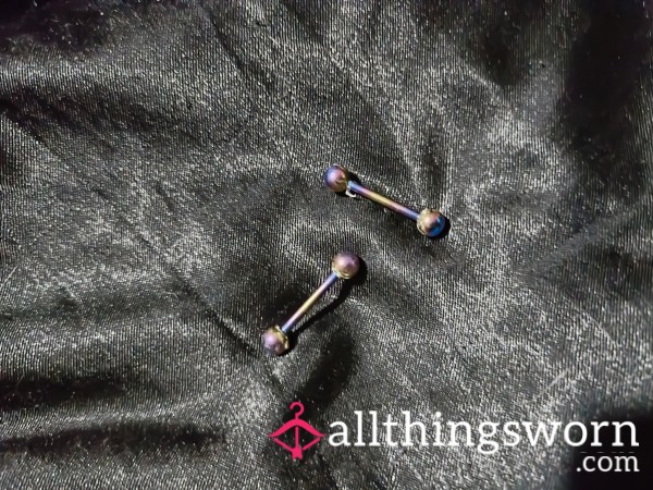 Nipple Bars, Stainless Steel Rainbow, Not Cleaned