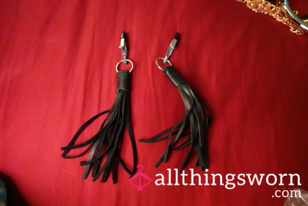 Nipple Clamps Used By Me With Real Leather Ta**els Like Mini Floggers