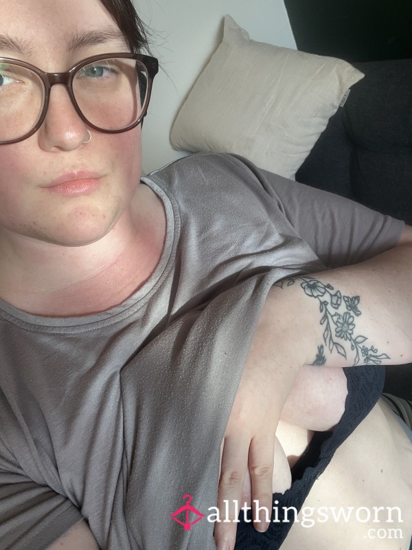 Nipples Barely Visible In Blue Bralette