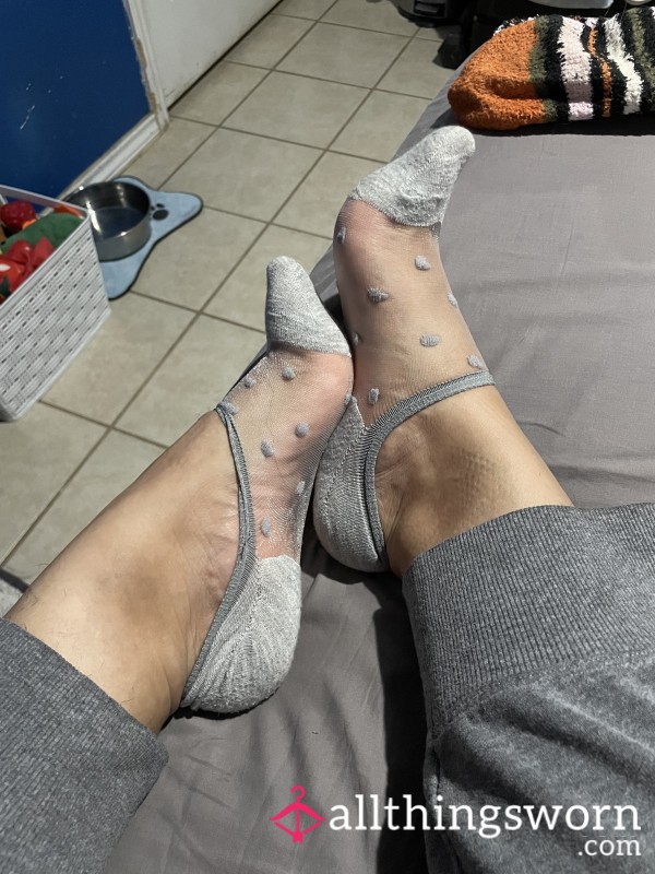 No Show Grey Mesh Socks