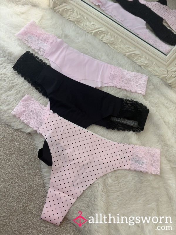 🩷 No VPL Thongs … Pink,  (black Now Sold) Polka Dot 🖤