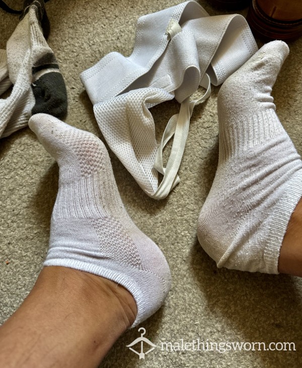 NOT SO WHITE GYM ANKLE SOCKS WORN SWEAT MAN SKUNKED 🍆💧👅🩲📦 🤪✅