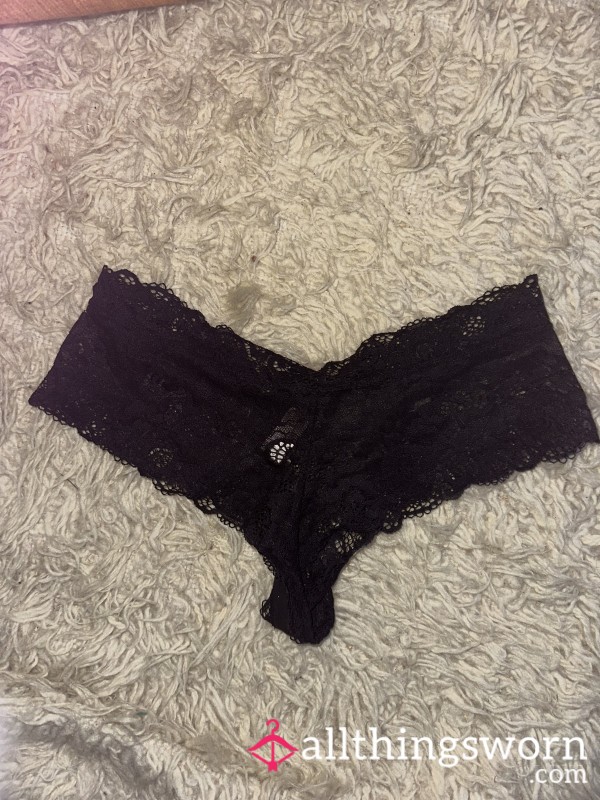 Not Washed Lacey Black Thong