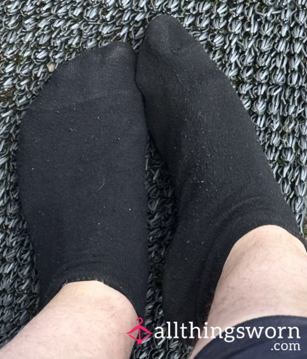 Now One Week Worn Sealed And Ready To Ship Black Cotton Ankle Socks (or Can Wear Longer)