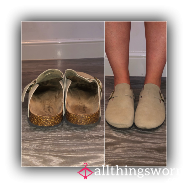 Nude Closed Toe Mules