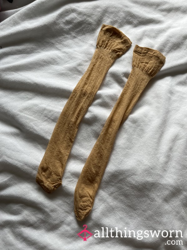 Nude Coloured Matt Knee Highs Tights Socks Foot Liners