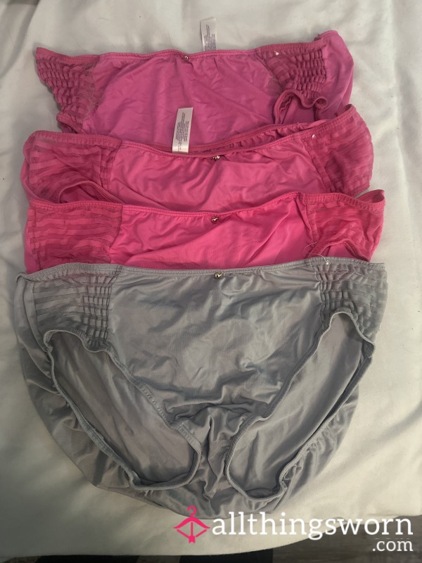Pink Or Gray Satin/Mesh Panties- 2 Days Included