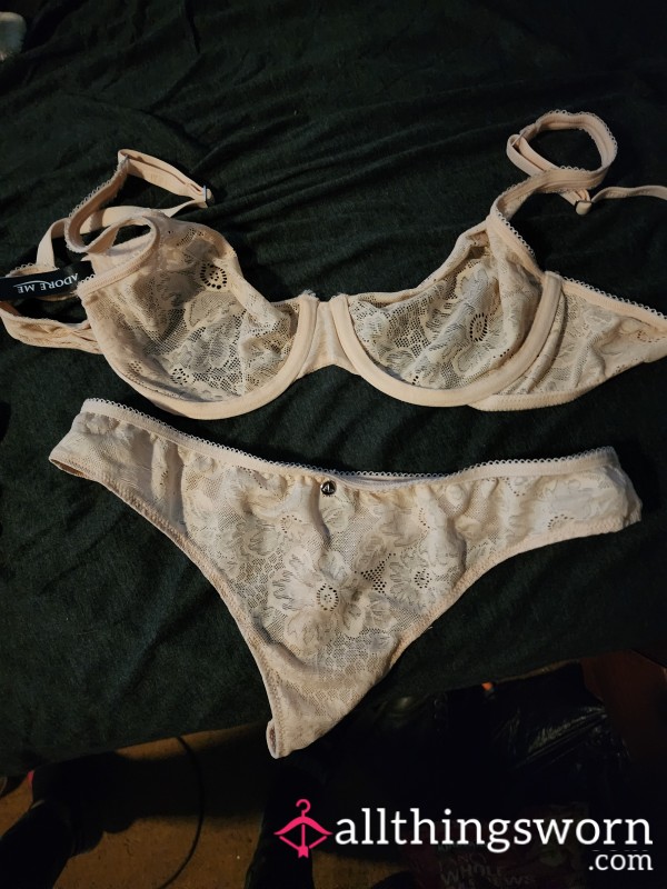 Nude, Lacey Bra & Panty Set - Bra