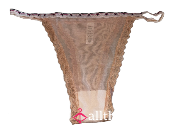 Nude Mesh Thong W/ Cotton Gusset