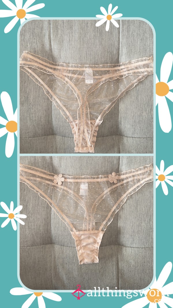 Nude Mesh Thong With Little Polka Dots ✨