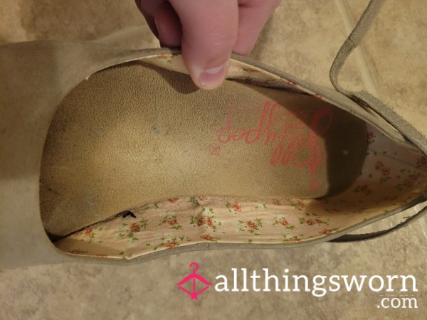 Nude Slip On Wedges