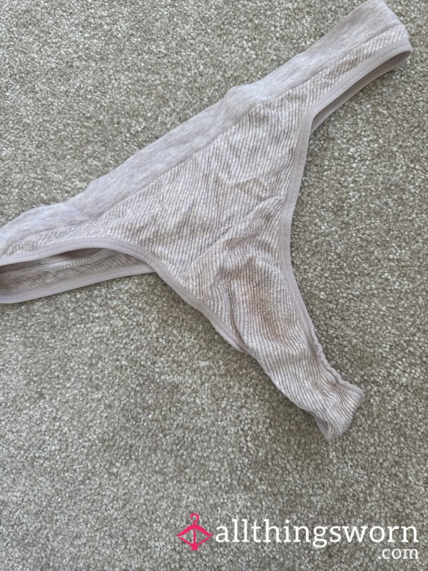 Nude Stained Thong Panties