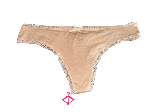 Worn Nude Thong With Lace Trim