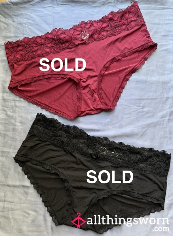 *Sold* Nylon And Lace Bikini Cut Panties