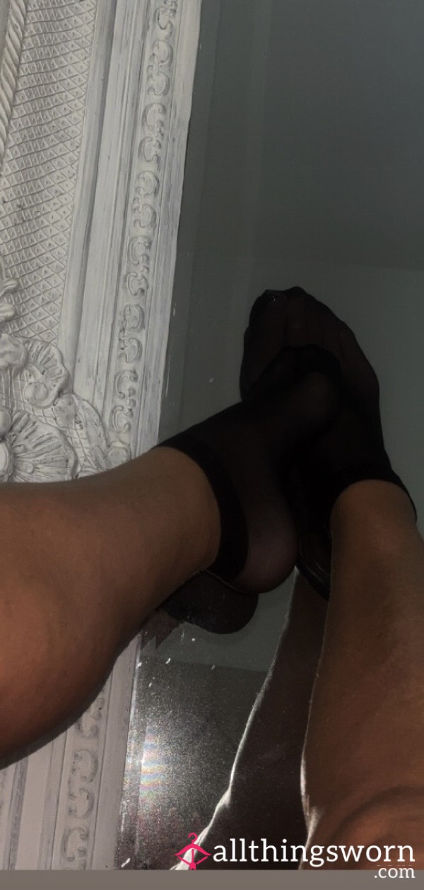 Nylon Black Sweaty Ankle Socks 24 Hours Worn