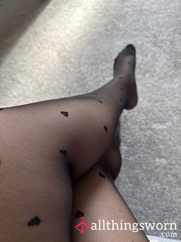 Nylon Black Heart Tights