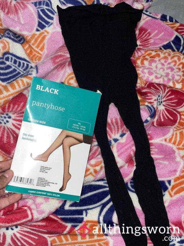 Nylon Black Sheer Pantyhose (Queen Size)