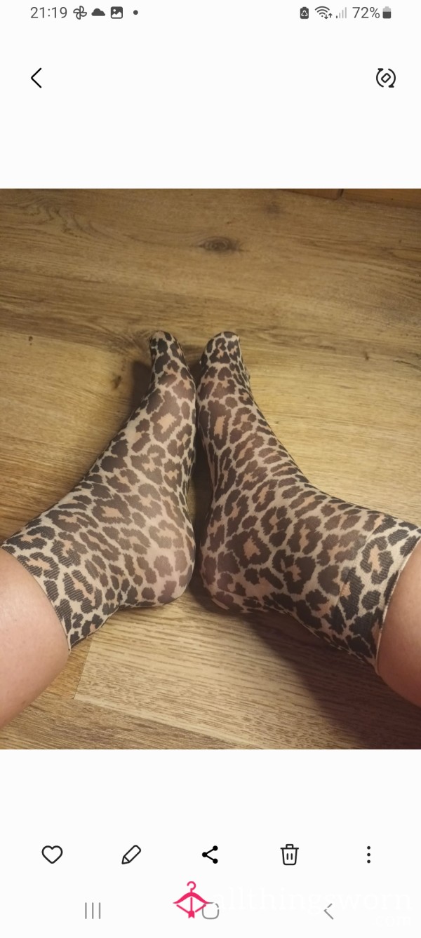 NYLON LEAPOARD PRINT SOCKS