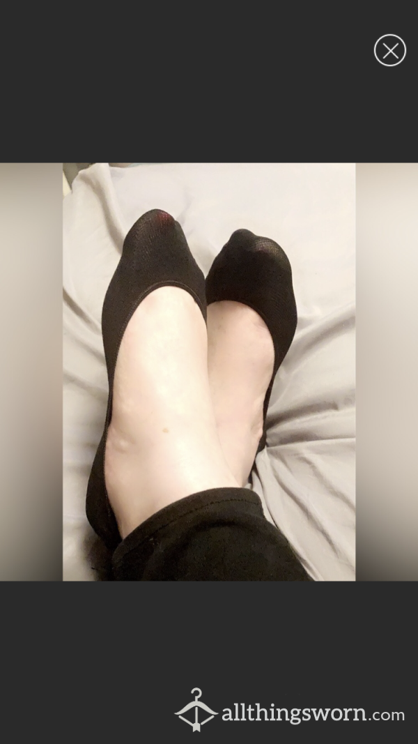 Worn For 4 Days Peds No Show Black Socks