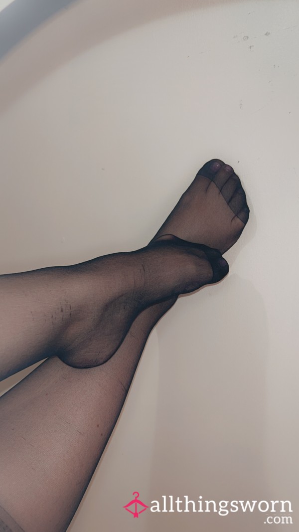 🖤 Worn Nylons – Black Or Nude, Clinging To Every Curve 👣