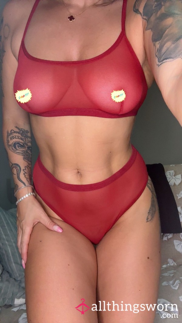 Nylon Red Lingerie Two Pieces