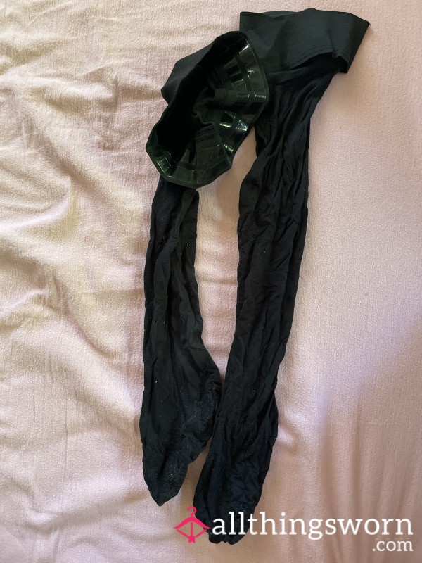 Nylon Stocking Socks Black Well-worn