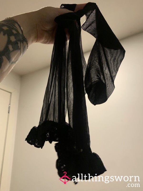 Nylon Thigh Highs | Black Lace