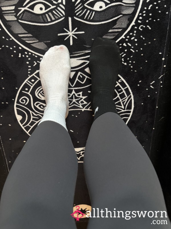 Odd Black And White Sweaty Gym Socks