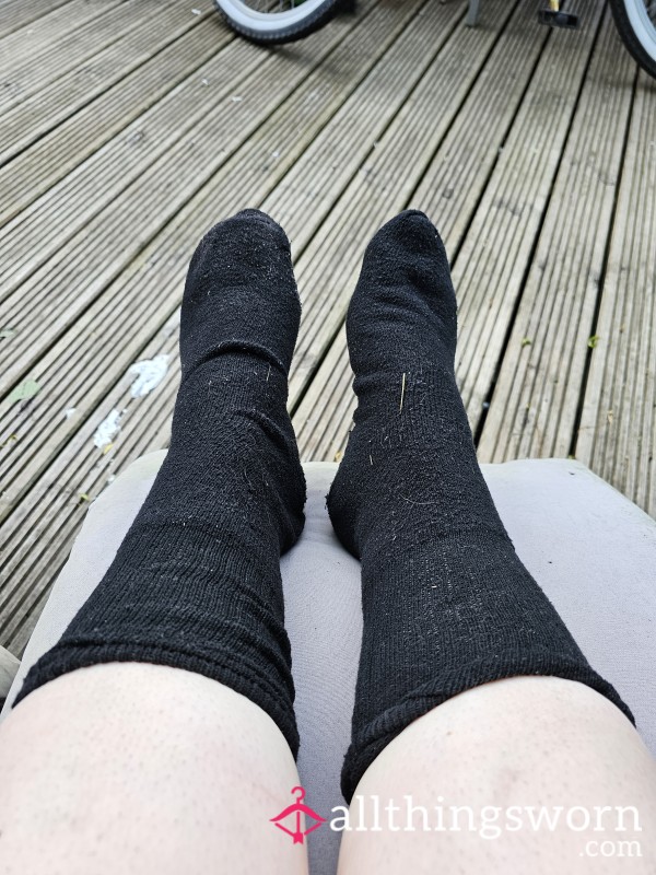 Odd, Sweaty, Black Socks, Size 7 Feet