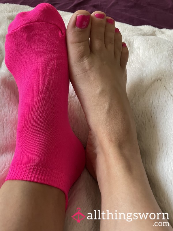 Offering Authentically Worn Pink Low-cut Socks.