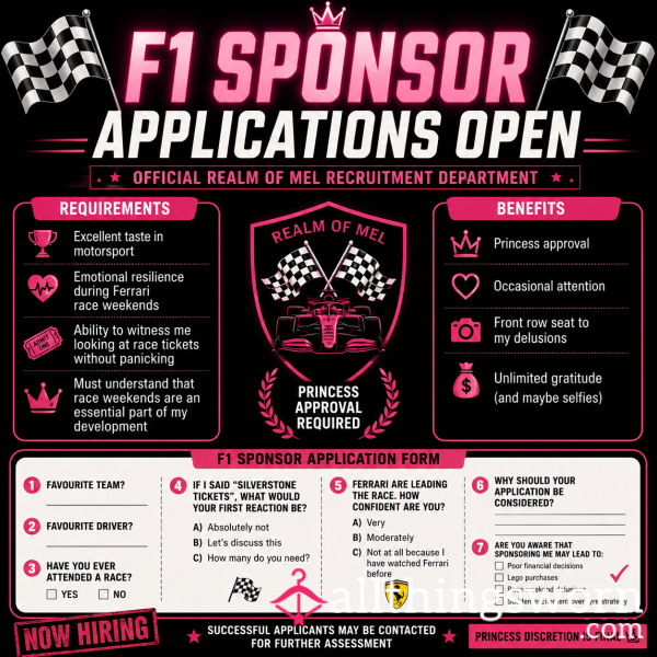 🏁 Official Realm Of Mel F1 Sponsor Application 🏁