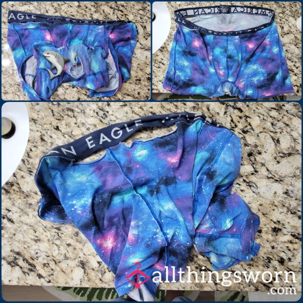 🩵✨️Old American Eagle Cotton Boxer Briefs, Galaxy Print: STAINS & HOLES