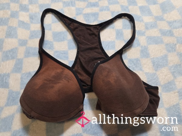 Old And Dirty Front Clasp Bra Brown Black Warped