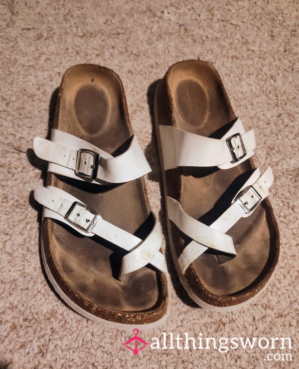 Old And Worn Sandals, Toe Prints