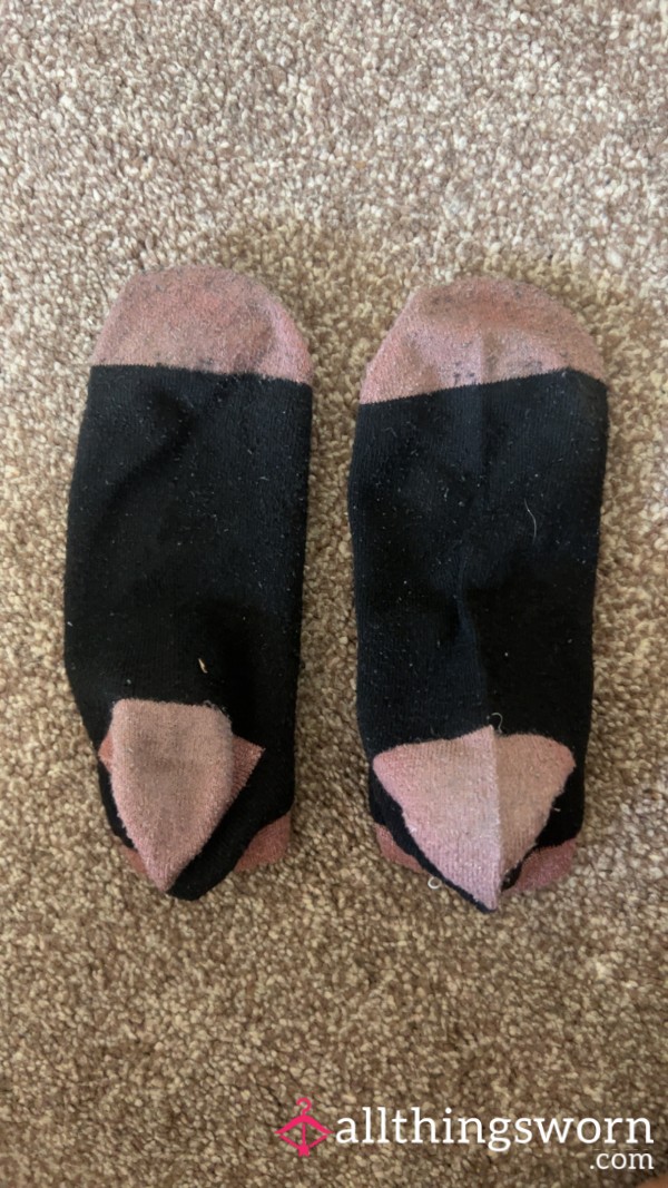 Old Black And Pink Ankle Socks