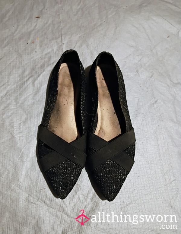 Old Black Sparkle Flats