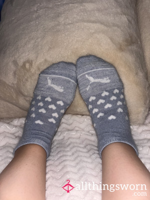 Old Blue Puma Socks With Hearts