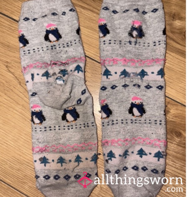 Old Christmas Penguin Socks 🎄🐧